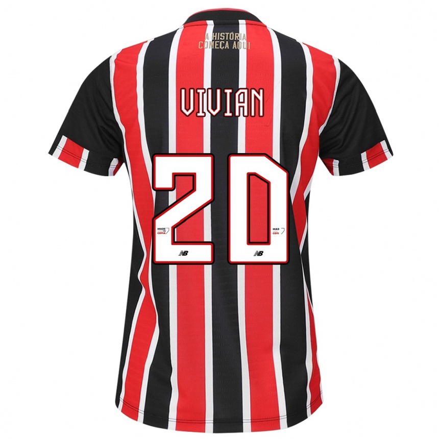 Kids Football Vivian #20 Black Red White Away Jersey 2024/25 T-Shirt Nz