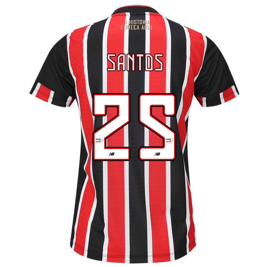 Kids Football Mariana Santos #25 Black Red White Away Jersey 2024/25 T-Shirt Nz