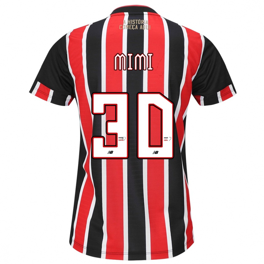 Kids Football Mimi #30 Black Red White Away Jersey 2024/25 T-Shirt Nz