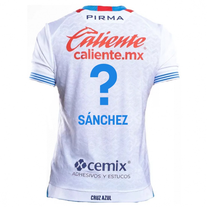 Kids Football Jorge Sánchez #0 White Blue Away Jersey 2024/25 T-Shirt Nz