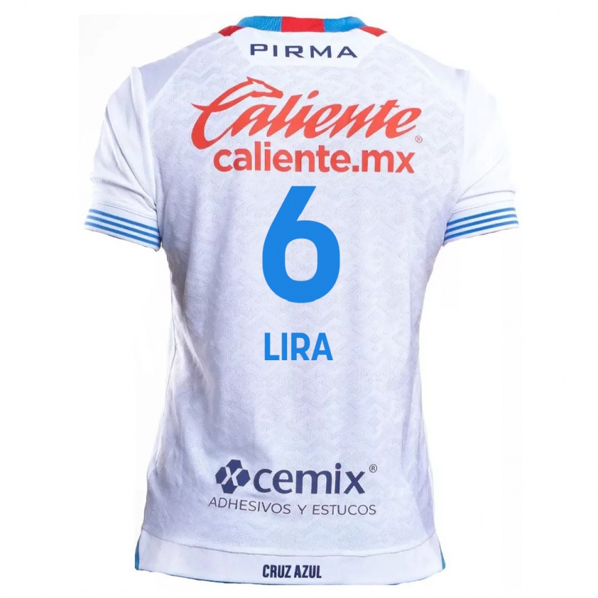 Kids Football Érik Lira #6 White Blue Away Jersey 2024/25 T-Shirt Nz