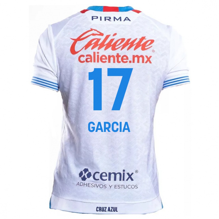 Kids Football Amaury Garcia #17 White Blue Away Jersey 2024/25 T-Shirt Nz