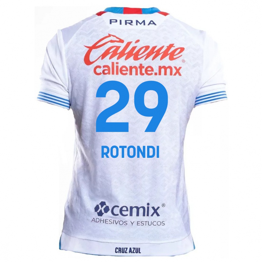 Kids Football Carlos Rotondi #29 White Blue Away Jersey 2024/25 T-Shirt Nz