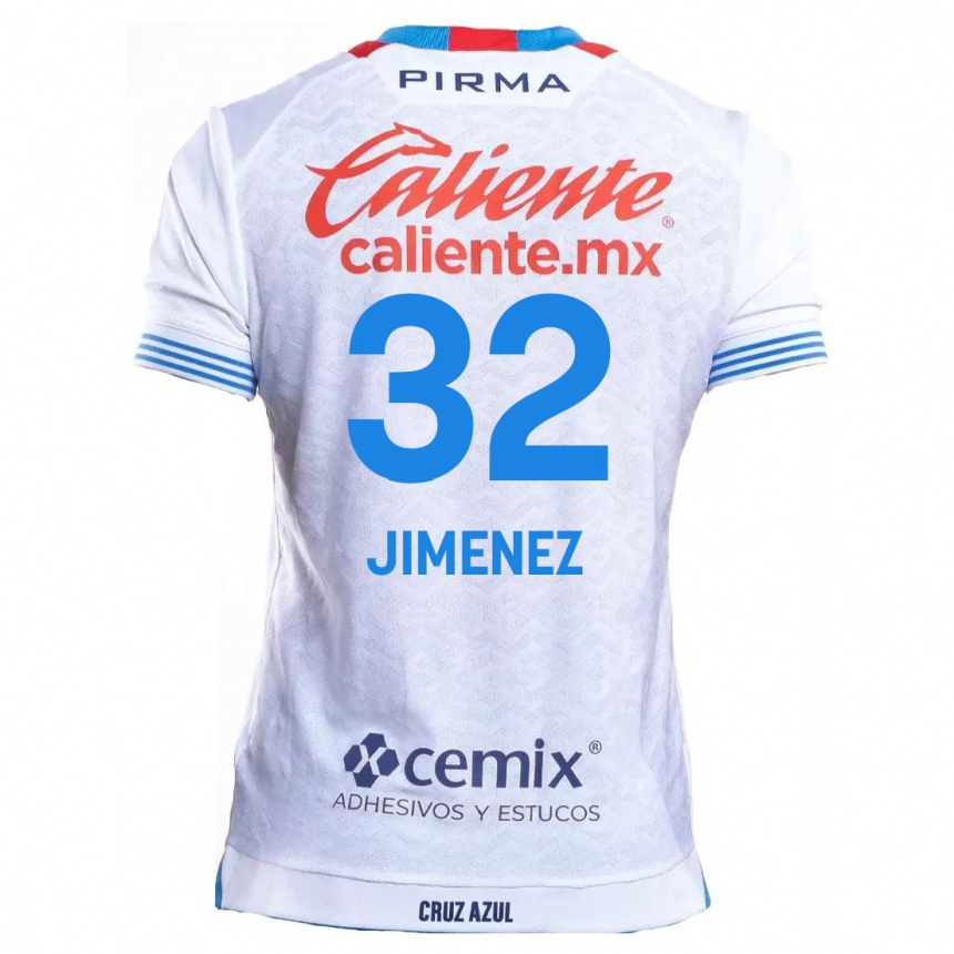 Kids Football Cristian Jiménez #32 White Blue Away Jersey 2024/25 T-Shirt Nz