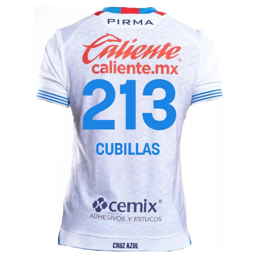 Kids Football Andre Cubillas #213 White Blue Away Jersey 2024/25 T-Shirt Nz