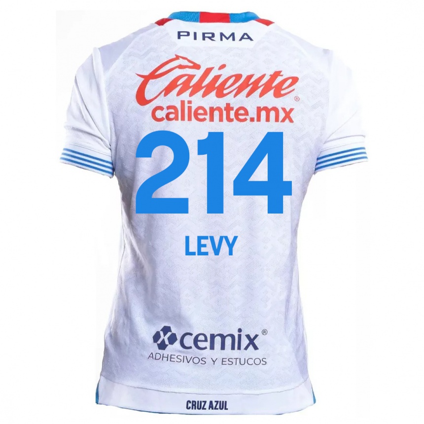 Kids Football Mateo Levy #214 White Blue Away Jersey 2024/25 T-Shirt Nz