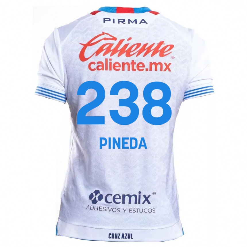 Kids Football Zadiel Pineda #238 White Blue Away Jersey 2024/25 T-Shirt Nz