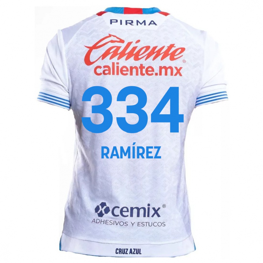 Kids Football Mauricio Ramírez #334 White Blue Away Jersey 2024/25 T-Shirt Nz