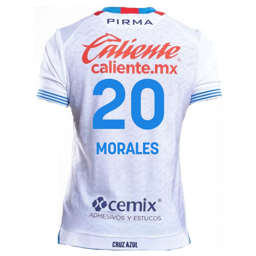 Kids Football Iván Morales #20 White Blue Away Jersey 2024/25 T-Shirt Nz