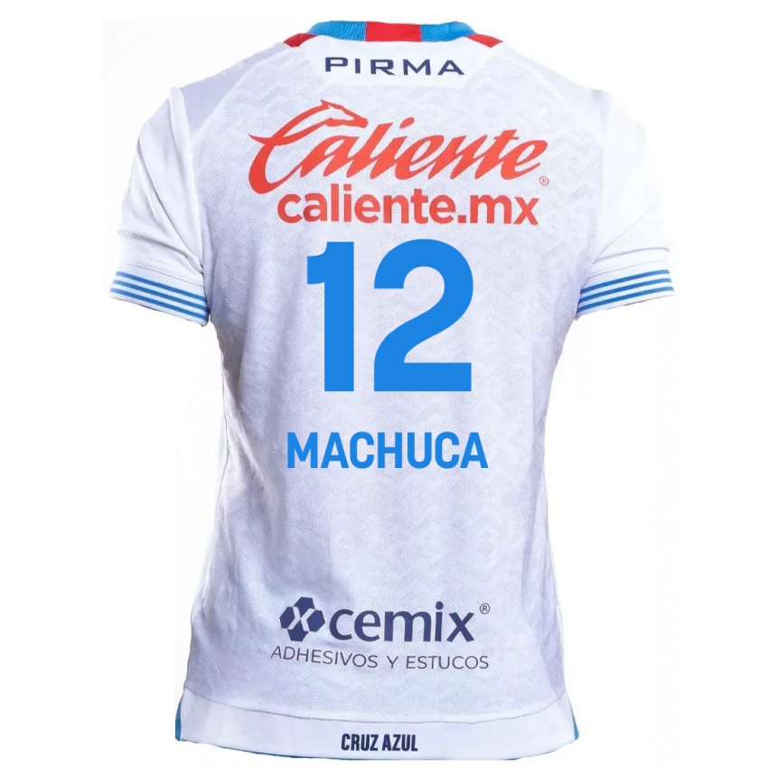 Kids Football Gabriela Machuca #12 White Blue Away Jersey 2024/25 T-Shirt Nz