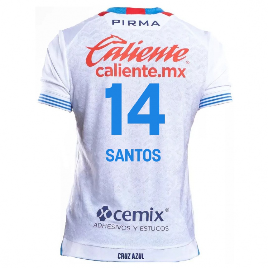 Kids Football Eleisa Santos #14 White Blue Away Jersey 2024/25 T-Shirt Nz