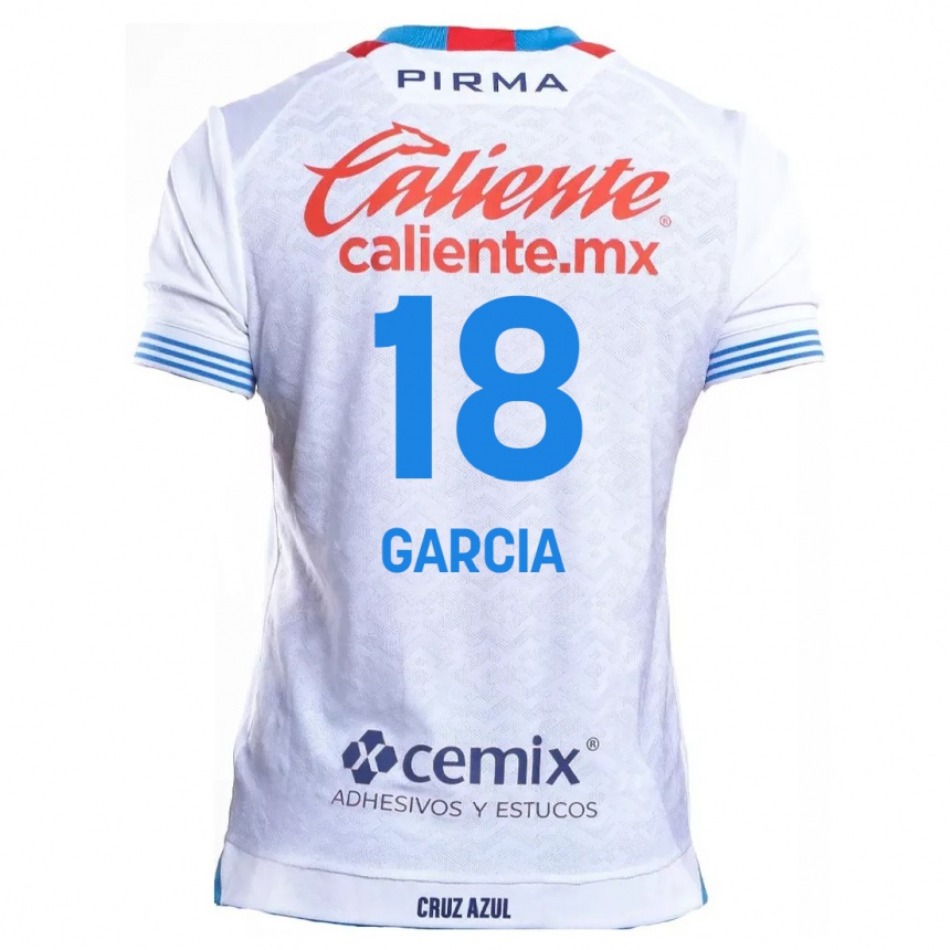 Kids Football Diana Garcia #18 White Blue Away Jersey 2024/25 T-Shirt Nz