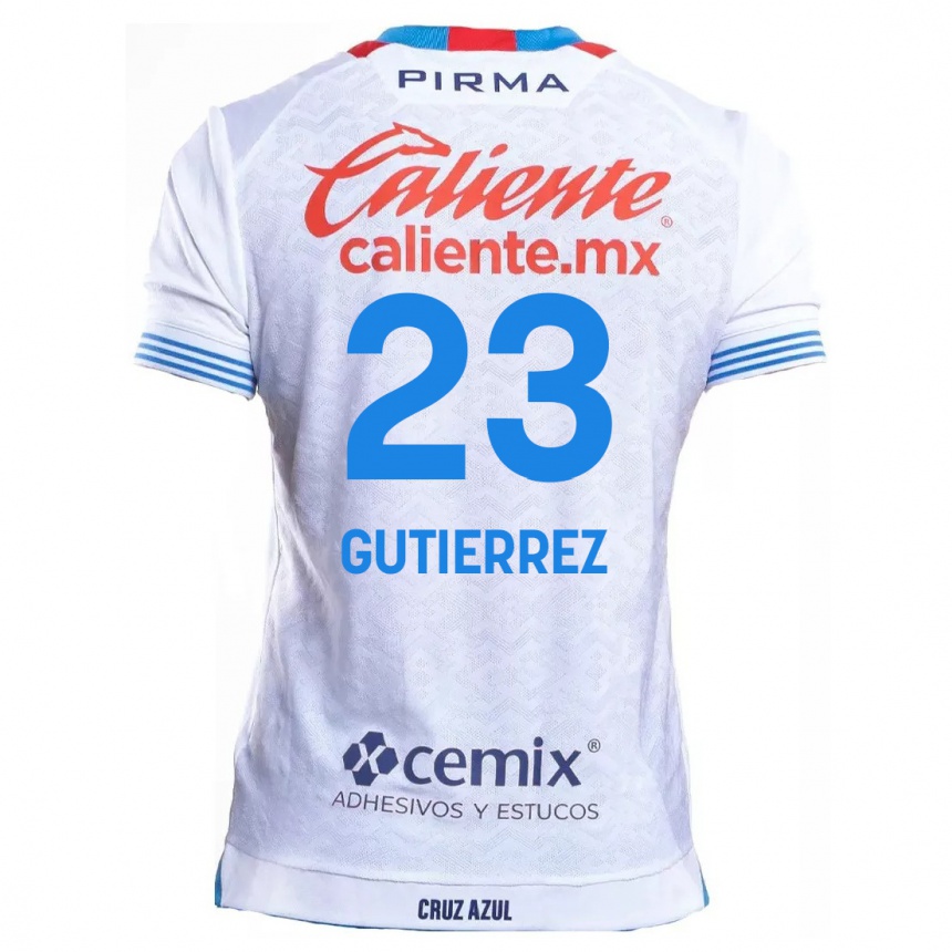 Kids Football Ivonne Gutierrez #23 White Blue Away Jersey 2024/25 T-Shirt Nz