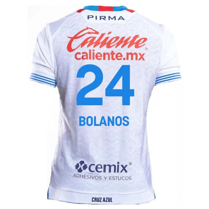 Kids Football Jatziry Bolanos #24 White Blue Away Jersey 2024/25 T-Shirt Nz