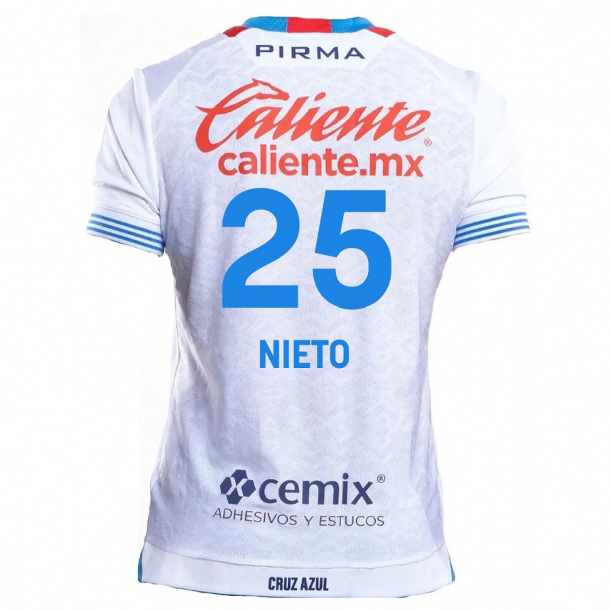 Kids Football Natsidieli Nieto #25 White Blue Away Jersey 2024/25 T-Shirt Nz