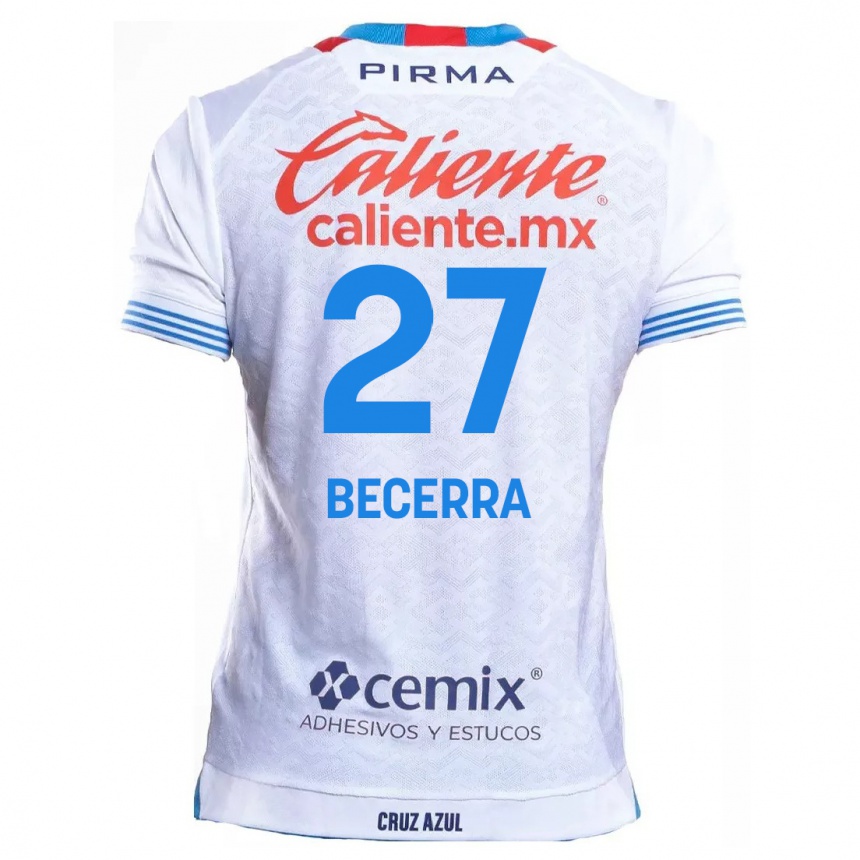 Kids Football Ana Becerra #27 White Blue Away Jersey 2024/25 T-Shirt Nz