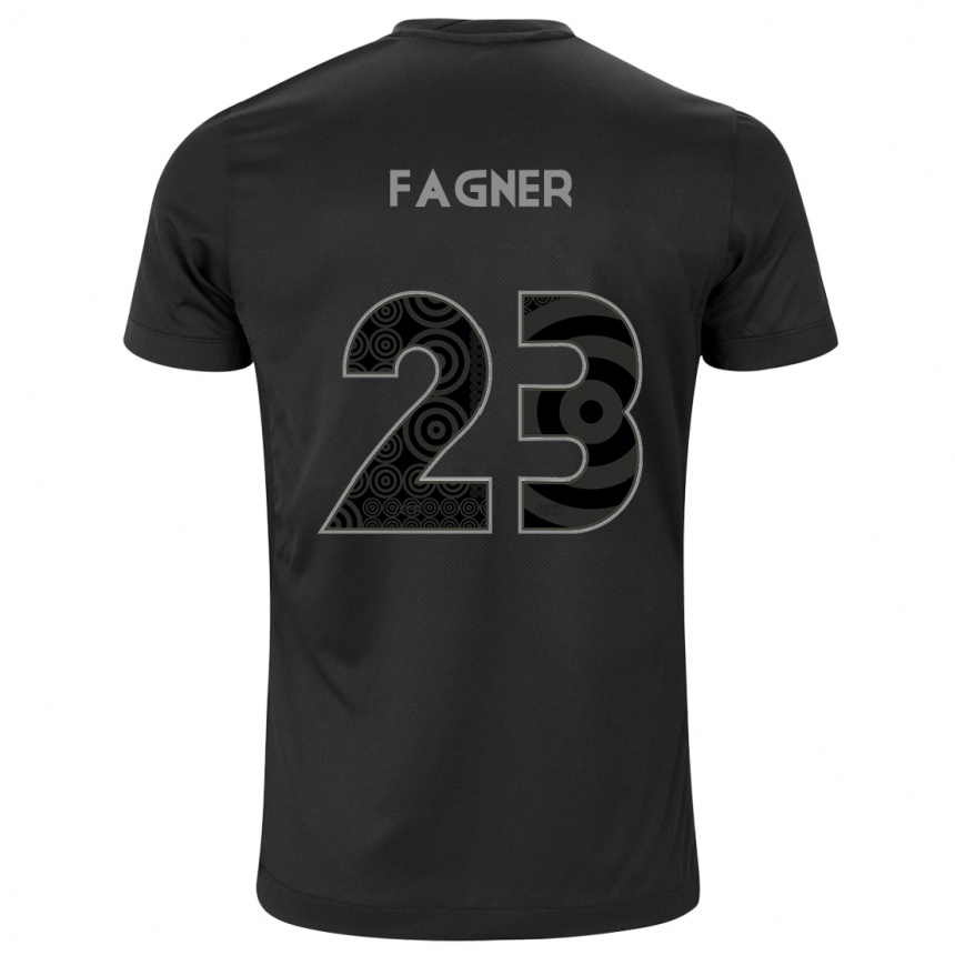 Kids Football Fagner #23 Black Away Jersey 2024/25 T-Shirt Nz