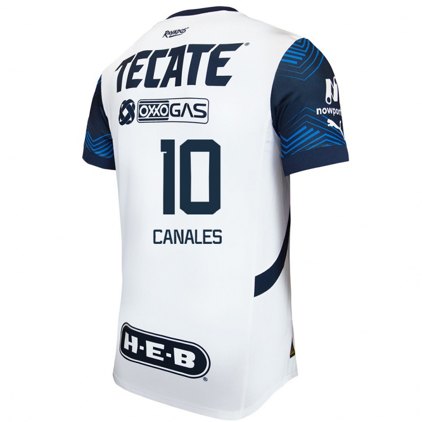 Kids Football Sergio Canales #10 White Blue Away Jersey 2024/25 T-Shirt Nz