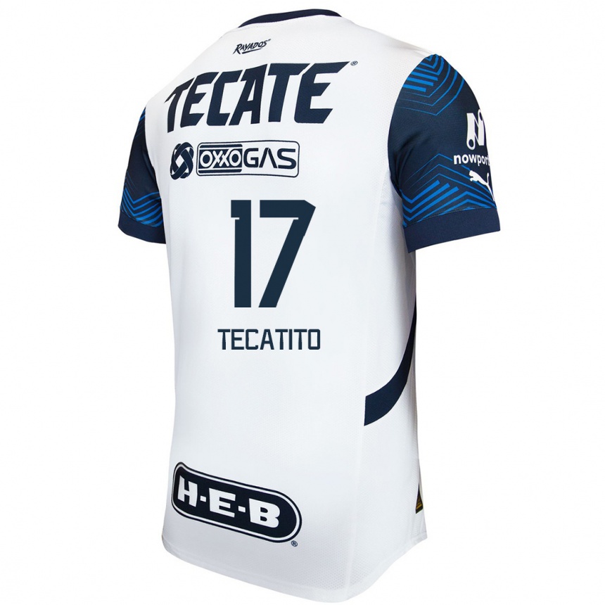 Kids Football Tecatito #17 White Blue Away Jersey 2024/25 T-Shirt Nz