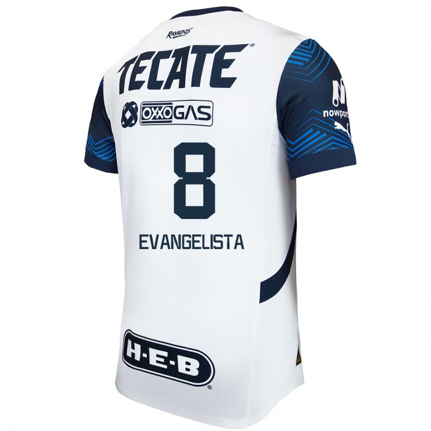 Kids Football Diana Evangelista #8 White Blue Away Jersey 2024/25 T-Shirt Nz