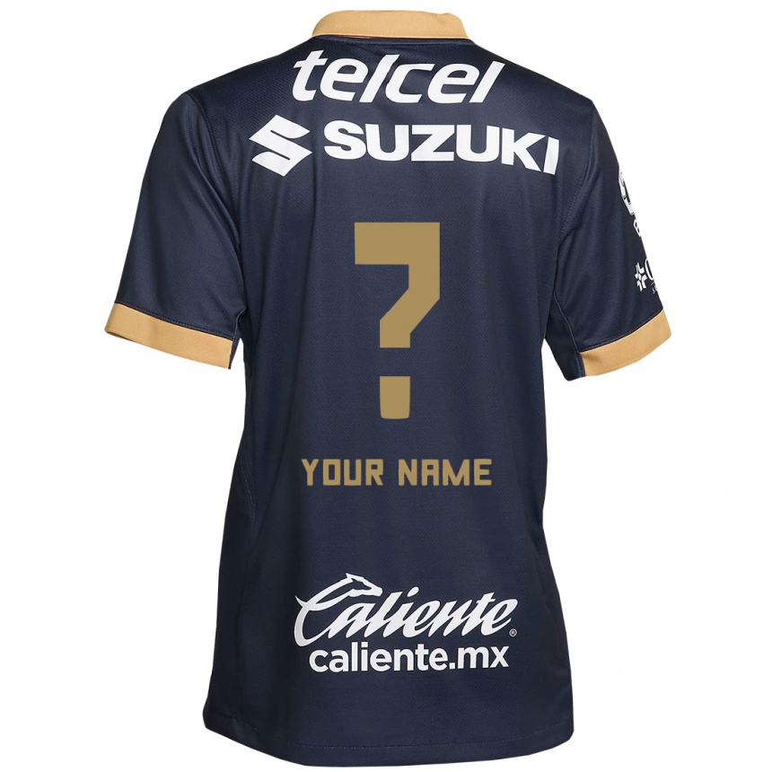 Kids Football Your Name #0 Obsidian Gold White Away Jersey 2024/25 T-Shirt Nz