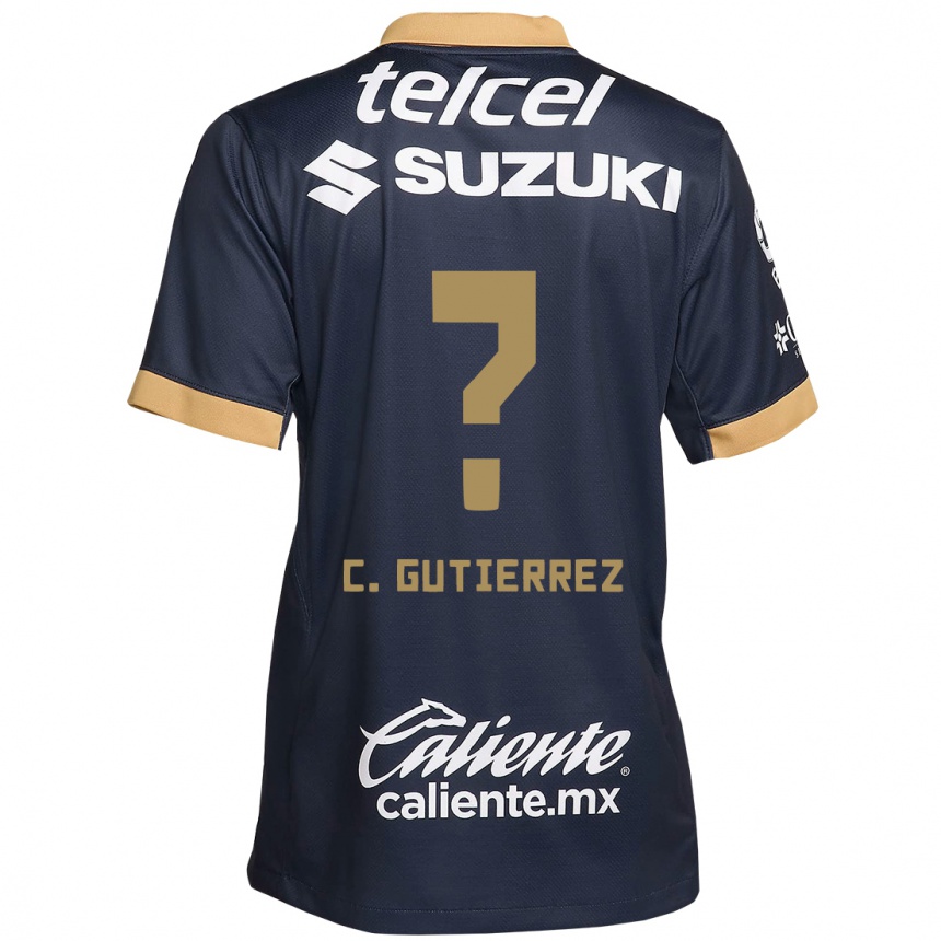 Kids Football Carlos Gutiérrez #0 Obsidian Gold White Away Jersey 2024/25 T-Shirt Nz