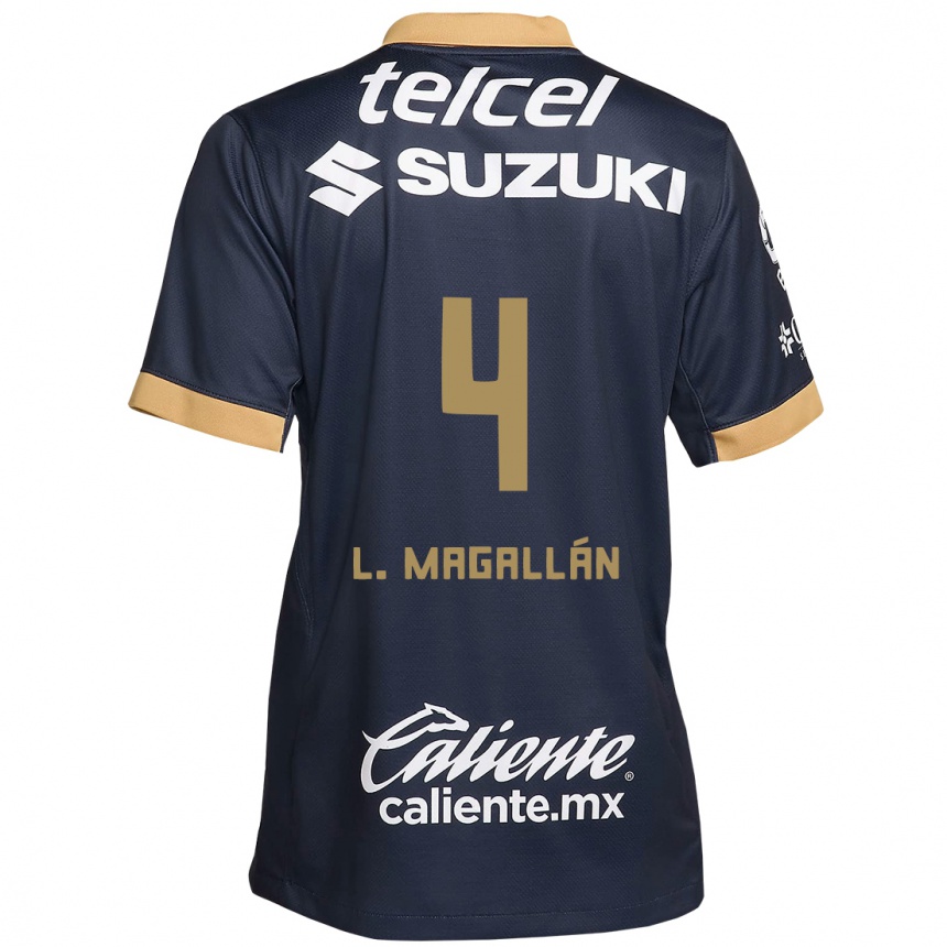 Kids Football Lisandro Magallan #4 Obsidian Gold White Away Jersey 2024/25 T-Shirt Nz