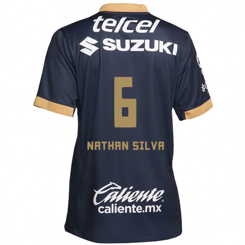 Kids Football Nathan Silva #6 Obsidian Gold White Away Jersey 2024/25 T-Shirt Nz