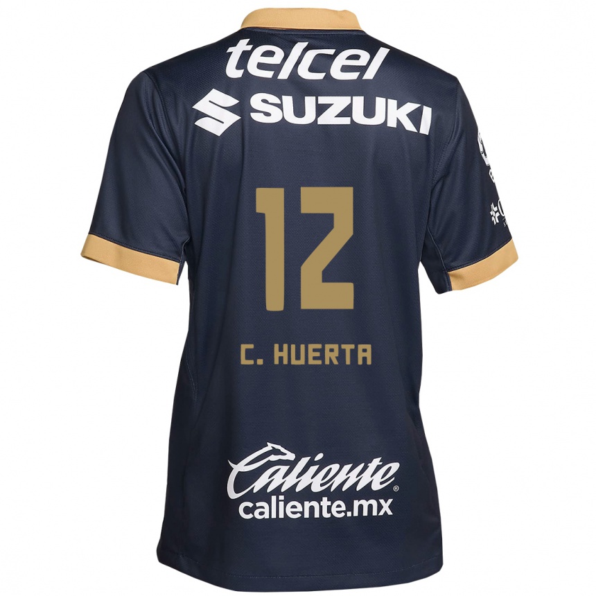 Kids Football César Huerta #12 Obsidian Gold White Away Jersey 2024/25 T-Shirt Nz