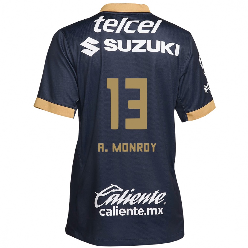 Kids Football Pablo Monroy #13 Obsidian Gold White Away Jersey 2024/25 T-Shirt Nz