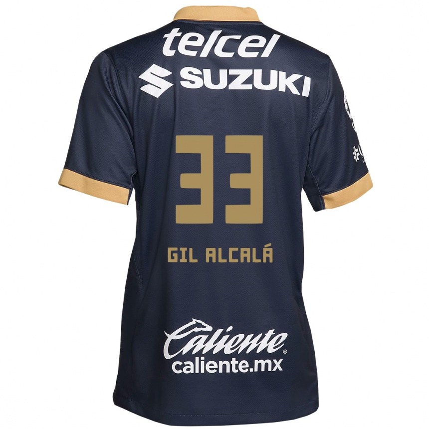 Kids Football Gil Alcalá #33 Obsidian Gold White Away Jersey 2024/25 T-Shirt Nz