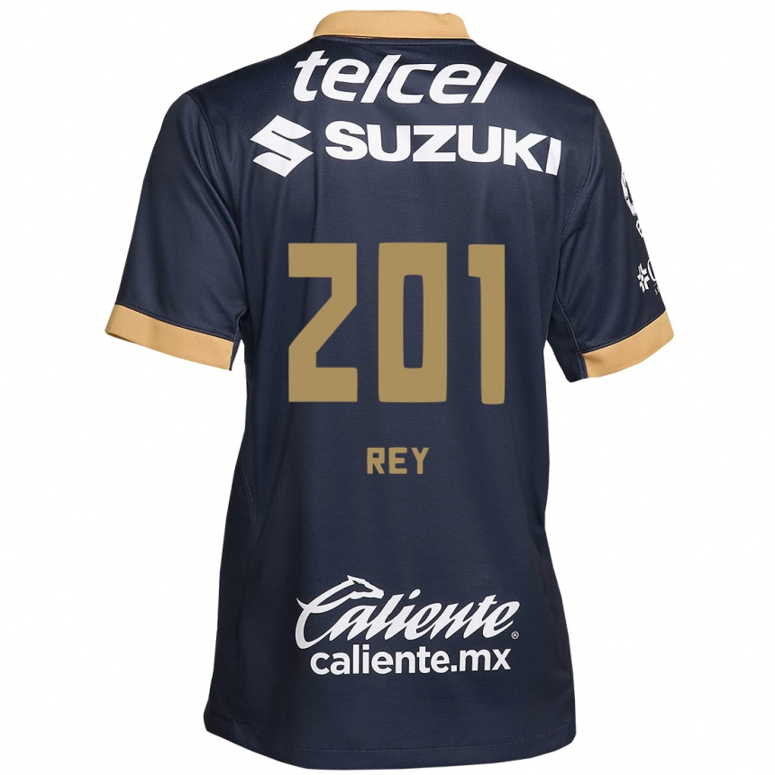 Kids Football Santiago Rey #201 Obsidian Gold White Away Jersey 2024/25 T-Shirt Nz