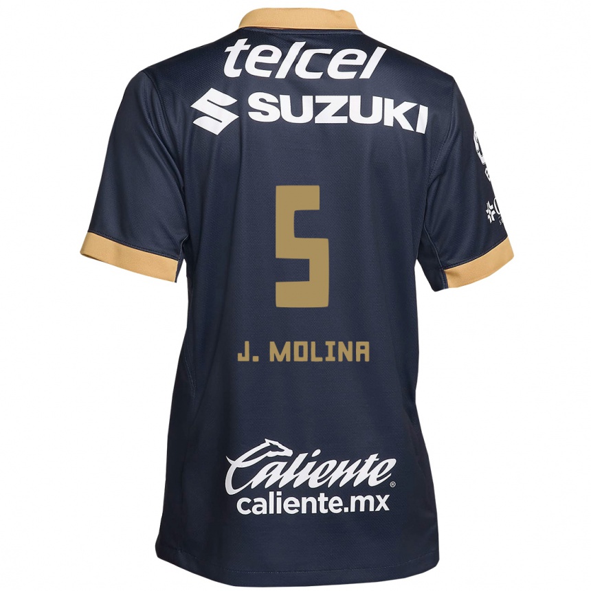 Kids Football Jesús Molina #5 Obsidian Gold White Away Jersey 2024/25 T-Shirt Nz