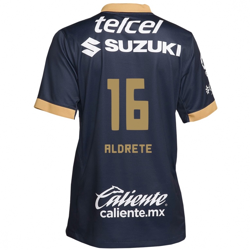 Kids Football Adrián Aldrete #16 Obsidian Gold White Away Jersey 2024/25 T-Shirt Nz