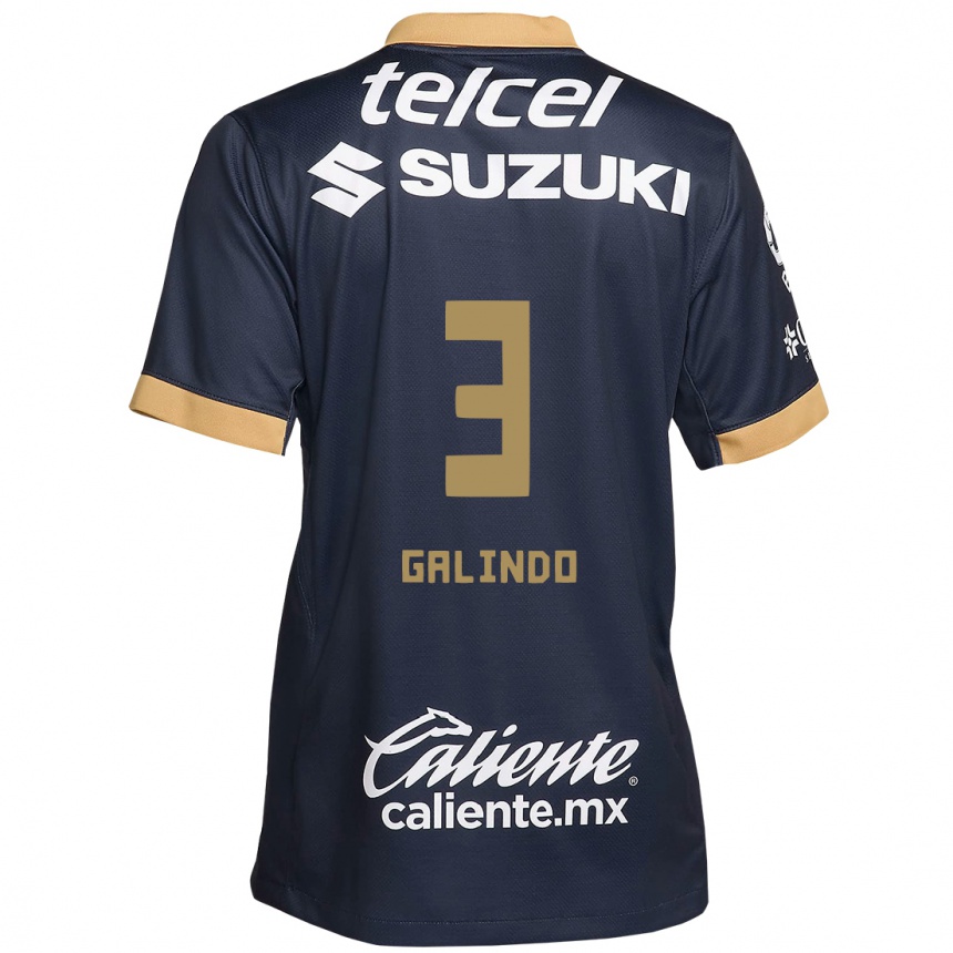 Kids Football Ricardo Galindo #3 Obsidian Gold White Away Jersey 2024/25 T-Shirt Nz