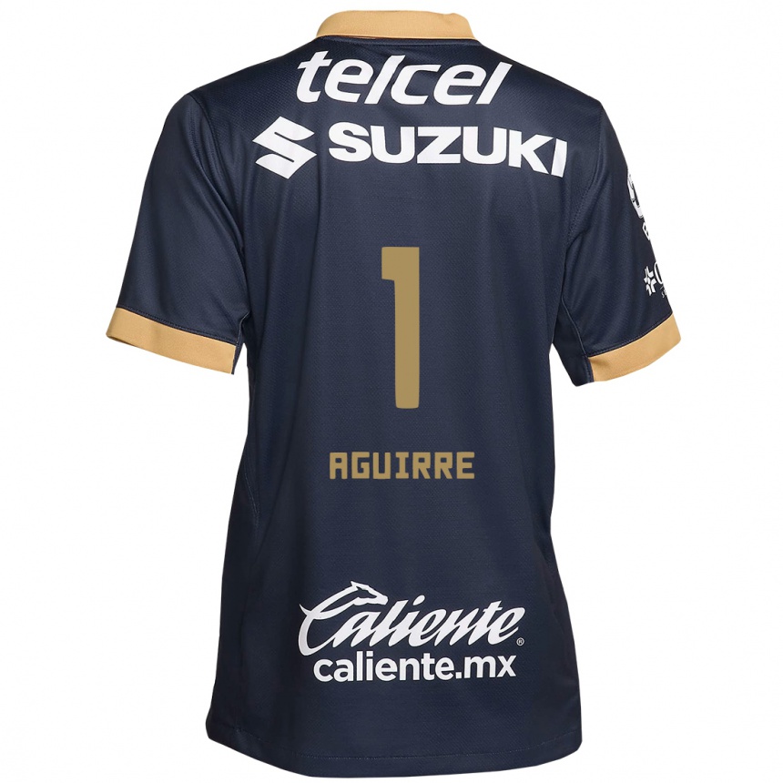 Kids Football Miriam Aguirre #1 Obsidian Gold White Away Jersey 2024/25 T-Shirt Nz