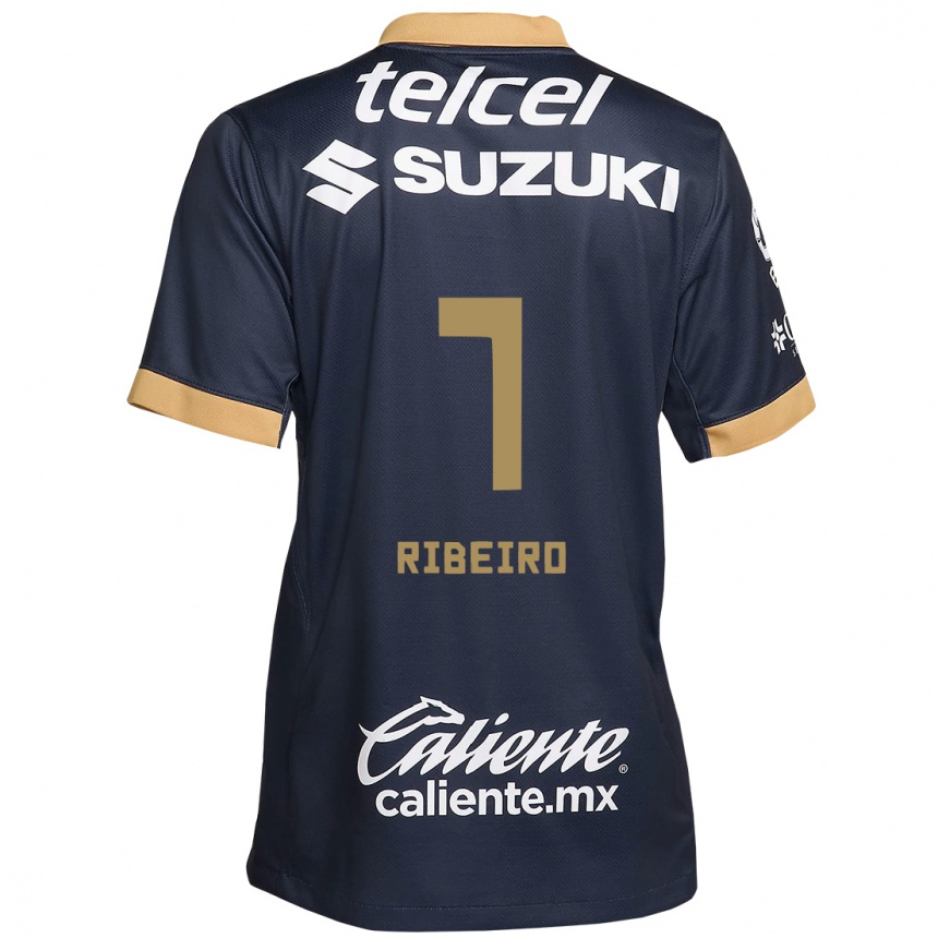 Kids Football Stephanie Ribeiro #7 Obsidian Gold White Away Jersey 2024/25 T-Shirt Nz