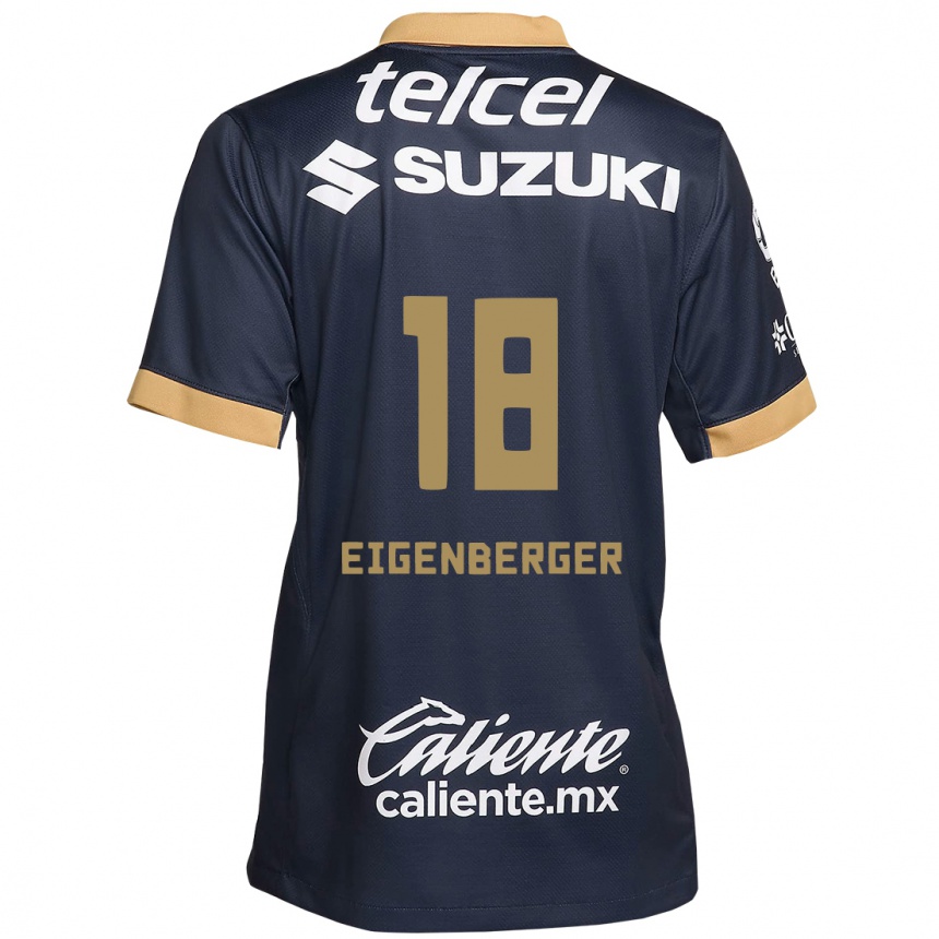 Kids Football Chandra Eigenberger #18 Obsidian Gold White Away Jersey 2024/25 T-Shirt Nz