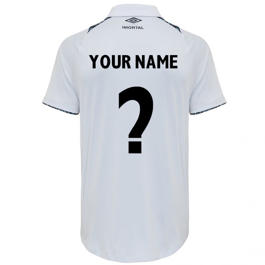 Kids Football Your Name #0 White Blue Away Jersey 2024/25 T-Shirt Nz