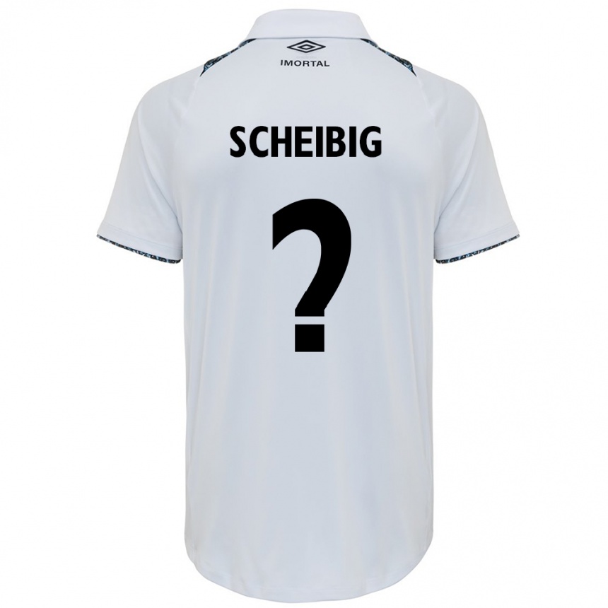 Kids Football Felipe Scheibig #0 White Blue Away Jersey 2024/25 T-Shirt Nz