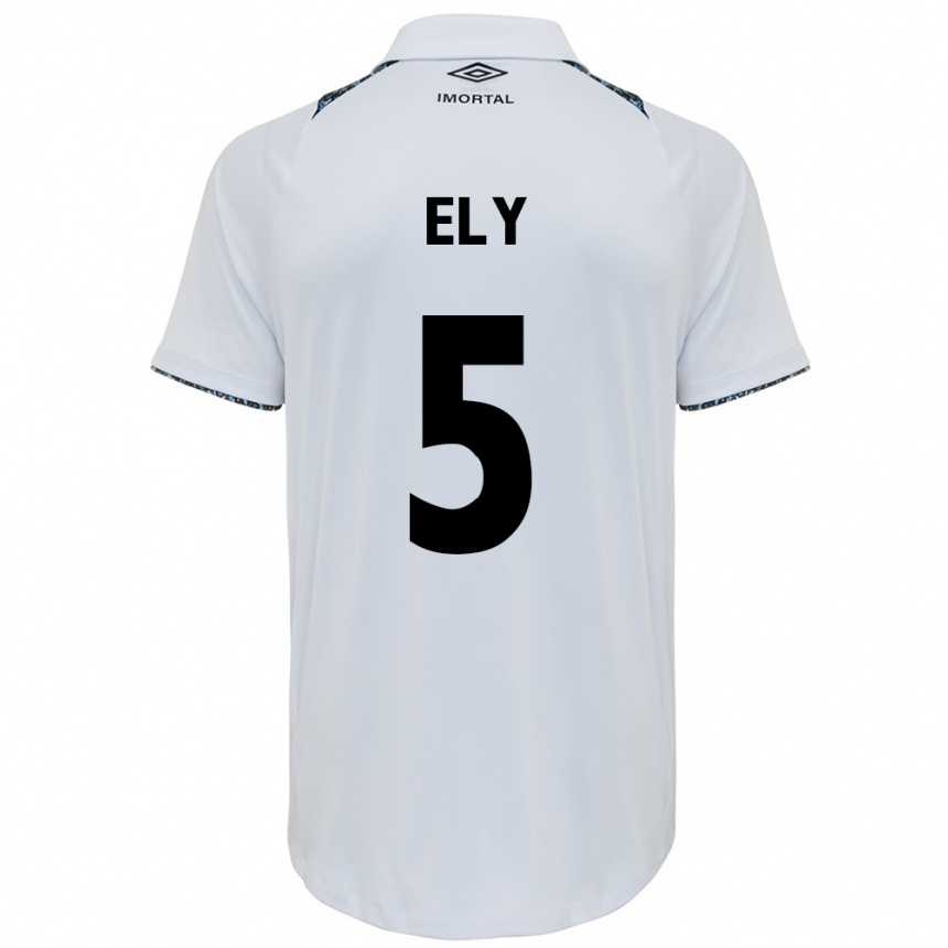 Kids Football Rodrigo Ely #5 White Blue Away Jersey 2024/25 T-Shirt Nz