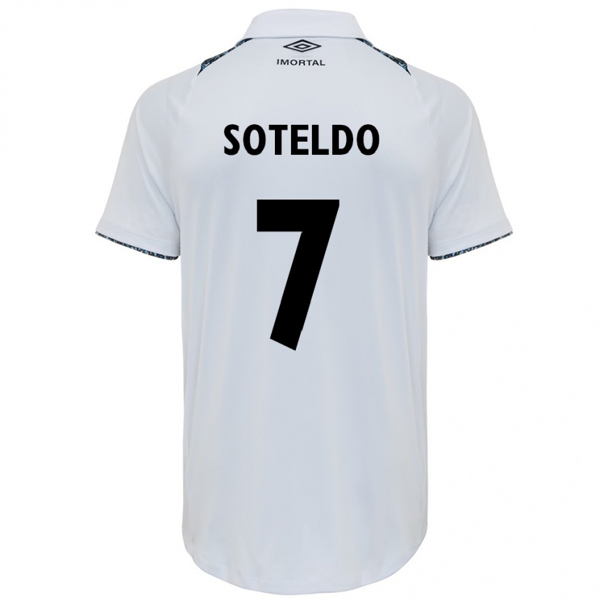 Kids Football Yeferson Soteldo #7 White Blue Away Jersey 2024/25 T-Shirt Nz