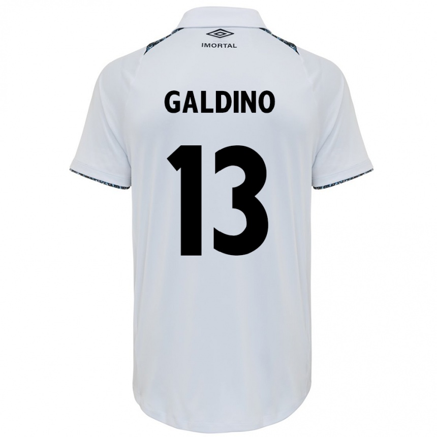 Kids Football Everton Galdino #13 White Blue Away Jersey 2024/25 T-Shirt Nz