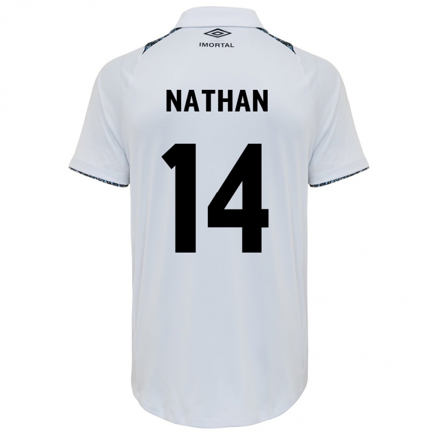 Kids Football Nathan #14 White Blue Away Jersey 2024/25 T-Shirt Nz