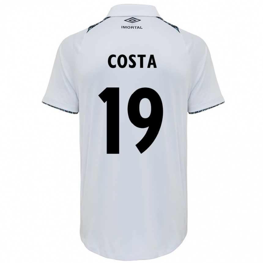 Kids Football Diego Costa #19 White Blue Away Jersey 2024/25 T-Shirt Nz