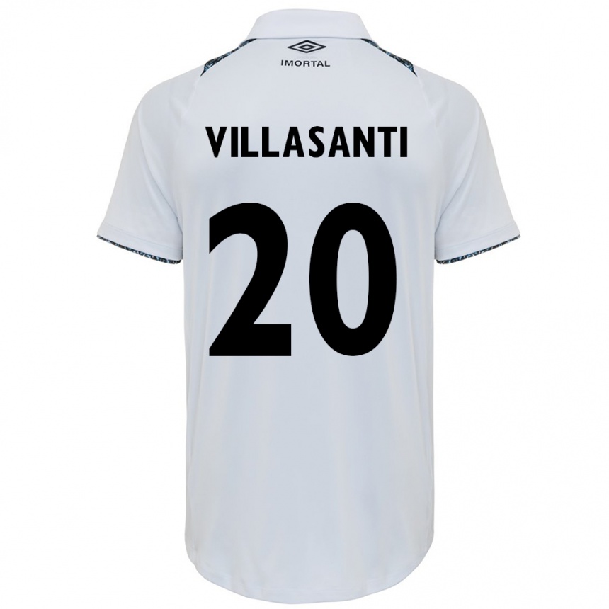 Kids Football Mathías Villasanti #20 White Blue Away Jersey 2024/25 T-Shirt Nz