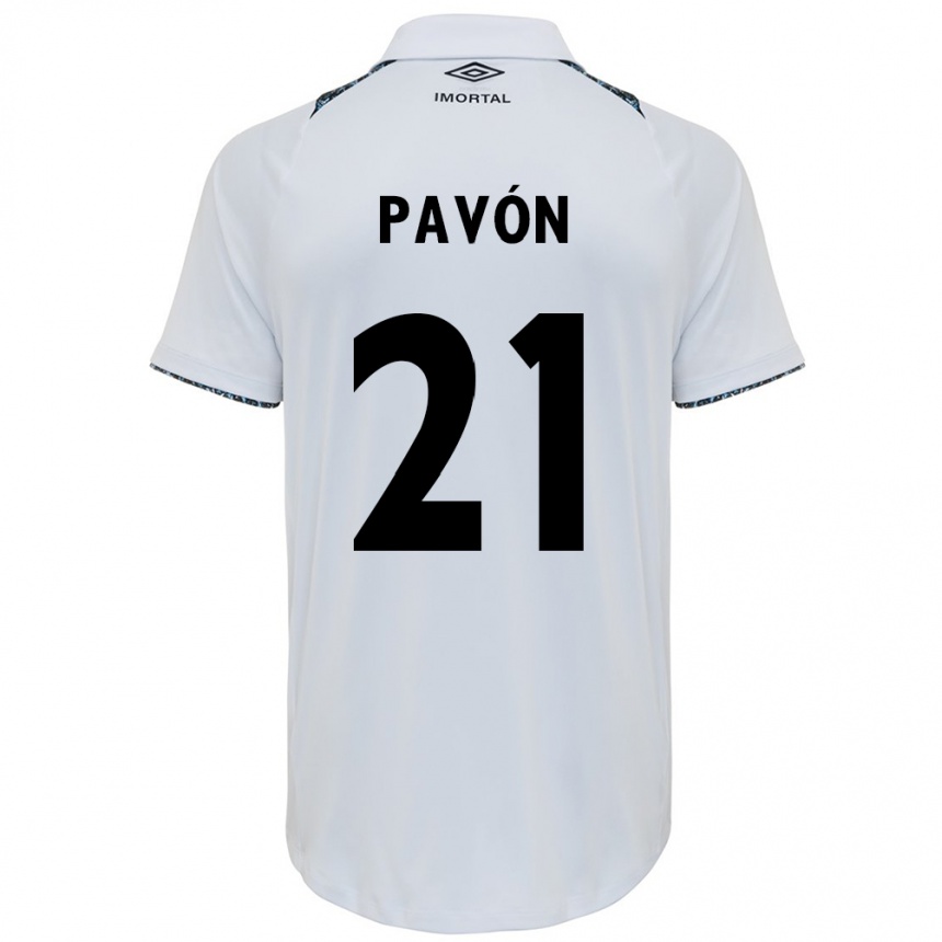 Kids Football Cristian Pavón #21 White Blue Away Jersey 2024/25 T-Shirt Nz