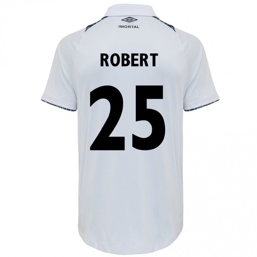 Kids Football Jhonata Robert #25 White Blue Away Jersey 2024/25 T-Shirt Nz