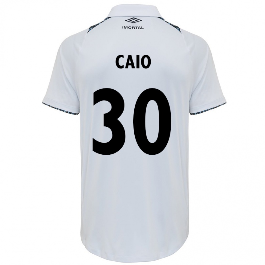 Kids Football Rodrigo Caio #30 White Blue Away Jersey 2024/25 T-Shirt Nz