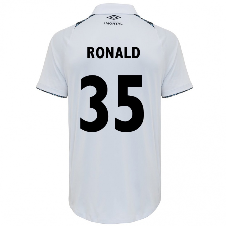 Kids Football Ronald #35 White Blue Away Jersey 2024/25 T-Shirt Nz